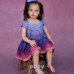 30inch Lifelike Reborn Baby Doll Finished Toddler Girl Curly Hair Handmade Gifts
