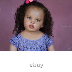 30inch Lifelike Reborn Baby Doll Finished Toddler Girl Curly Hair Handmade Gifts