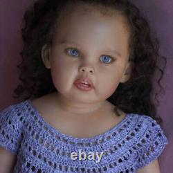 30inch Lifelike Reborn Baby Doll Finished Toddler Girl Curly Hair Handmade Gifts