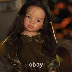 30inch Lifelike Reborn Baby Doll Finished Toddler Girl Doll Long Curly Hair Gift
