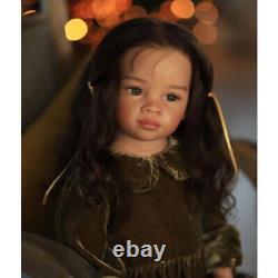 30inch Lifelike Reborn Baby Doll Finished Toddler Girl Doll Long Curly Hair Gift