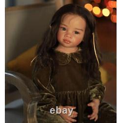 30inch Lifelike Reborn Baby Doll Finished Toddler Girl Doll Long Curly Hair Gift