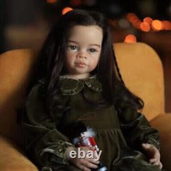 30inch Lifelike Reborn Baby Doll Finished Toddler Girl Doll Long Curly Hair Gift