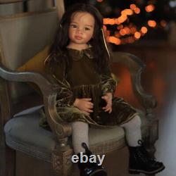 30inch Lifelike Reborn Baby Doll Finished Toddler Girl Doll Long Curly Hair Gift