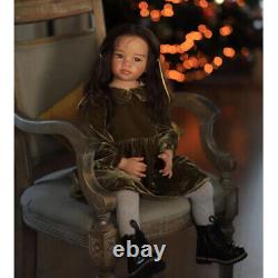 30inch Lifelike Reborn Baby Doll Finished Toddler Girl Doll Long Curly Hair Gift