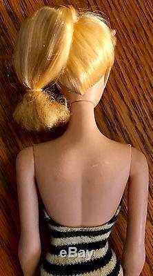 3 Number Three Vintage 1959 Blonde Ponytail Barbie Doll All Original & Near Mint