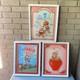 3 Pcs Set Vtg 80s Strawberry Shortcake Lulu's Reverse Printed Glass Art 13x17