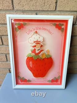 3 Pcs Set VTG 80s STRAWBERRY SHORTCAKE LuLu's Reverse Printed Glass Art 13x17