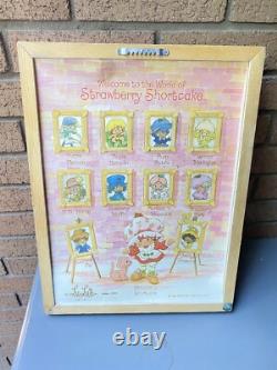 3 Pcs Set VTG 80s STRAWBERRY SHORTCAKE LuLu's Reverse Printed Glass Art 13x17