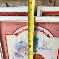 3 Pcs Set VTG 80s STRAWBERRY SHORTCAKE LuLu's Reverse Printed Glass Art 13x17