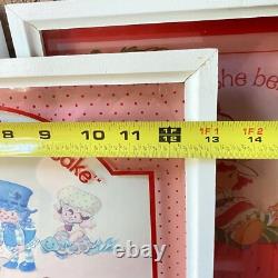 3 Pcs Set VTG 80s STRAWBERRY SHORTCAKE LuLu's Reverse Printed Glass Art 13x17