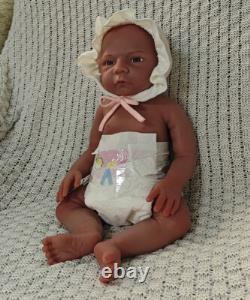 3kg Full Body Silicone Reborn Baby Dolls Size 45cm Newborn Dolls Brown Skin#GIRL