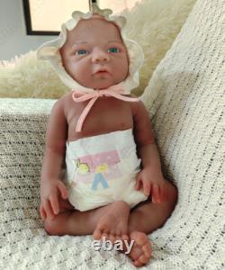 3kg Full Body Silicone Reborn Baby Dolls Size 45cm Newborn Dolls Brown Skin#GIRL