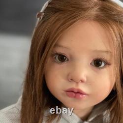 40'' Huge Reborn Doll Painted Kit Toddler Girl Rooted Hair Cloth Body Parts Gift