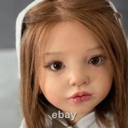 40'' Huge Reborn Doll Painted Kit Toddler Girl Rooted Hair Cloth Body Parts Gift