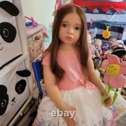 40'' Reborn Doll Painted Kit Toddler Girl Long Hair Cloth Body Handmade DIY Gift