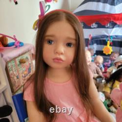 40'' Reborn Doll Painted Kit Toddler Girl Long Hair Cloth Body Handmade DIY Gift