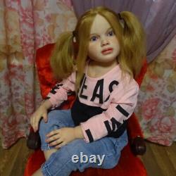 40in Unassembled Painted Reborn Doll Kit Toddler Girl Hand-Rooted Hair Art Gifts