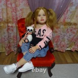 40in Unassembled Painted Reborn Doll Kit Toddler Girl Hand-Rooted Hair Art Gifts