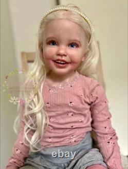 40inch Lifelike Painted Reborn Doll Kit Toddler Girl Rooted Blonde Hair DIY Gift