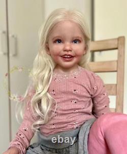 40inch Lifelike Painted Reborn Doll Kit Toddler Girl Rooted Blonde Hair DIY Gift