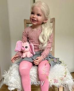 40inch Lifelike Painted Reborn Doll Kit Toddler Girl Rooted Blonde Hair DIY Gift