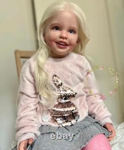 40inch Lifelike Painted Reborn Doll Kit Toddler Girl Rooted Blonde Hair DIY Gift