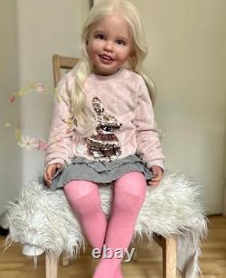40inch Lifelike Painted Reborn Doll Kit Toddler Girl Rooted Blonde Hair DIY Gift