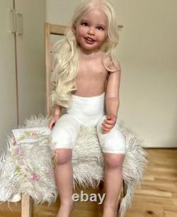 40inch Lifelike Painted Reborn Doll Kit Toddler Girl Rooted Blonde Hair DIY Gift