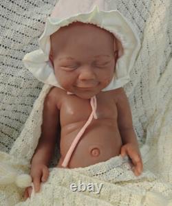 45cm Brown Skin 6.82lbs Full Body Silicone Newborn Baby Reborn Baby Dolls #Girl