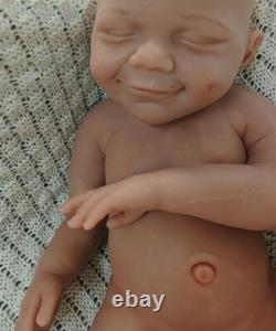 45cm Brown Skin 6.82lbs Full Body Silicone Newborn Baby Reborn Baby Dolls #Girl