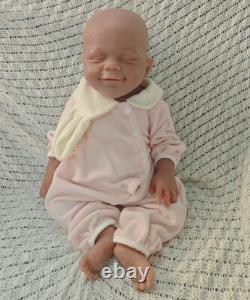 45cm Brown Skin 6.82lbs Full Body Silicone Newborn Baby Reborn Baby Dolls #Girl