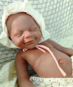 45cm Brown Skin 6.82lbs Full Body Silicone Newborn Baby Reborn Baby Dolls #Girl