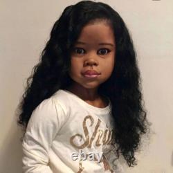 46 Unfinished Black Skin Reborn Doll Kits Part Toddler Girl Curly Hair DIY Gift