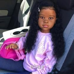 46 Unfinished Black Skin Reborn Doll Kits Part Toddler Girl Curly Hair DIY Gift