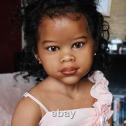 46'' Unfinished Painted Reborn Doll Kit Dark Skin with Rooted Hair DIY Part Gift