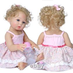 47cm Reborn Doll Blonde Curly Hair Blue Eyes Newborn Toddler Full Silicone Vinyl