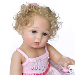 47cm Reborn Doll Blonde Curly Hair Blue Eyes Newborn Toddler Full Silicone Vinyl