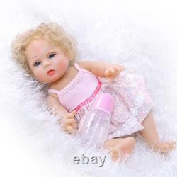 47cm Reborn Doll Blonde Curly Hair Blue Eyes Newborn Toddler Full Silicone Vinyl