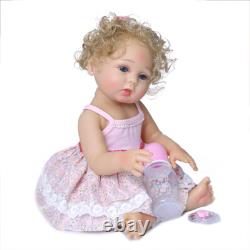 47cm Reborn Doll Blonde Curly Hair Blue Eyes Newborn Toddler Full Silicone Vinyl