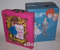 5 Vintage 1960s Barbie Dolls 2 Carry Cases & Big Pile of Clothes Skipper Ken