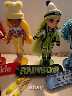 6 Rainbow High Winter Break Doll Ski's & 7 Stands Lot #1430