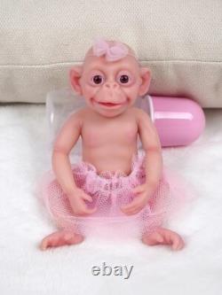 7 Full Body Silicone Preemie Monkey Baby Lifelike Mini Reborn Anti-Stress Toy