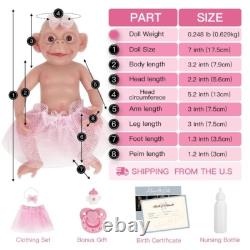 7 Full Body Silicone Preemie Monkey Baby Lifelike Mini Reborn Anti-Stress Toy