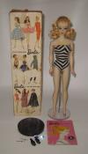 Amazing 1959 Mattel #1 Barbie Blonde Ponytail With Tm Box #1 Stand & More #bd85
