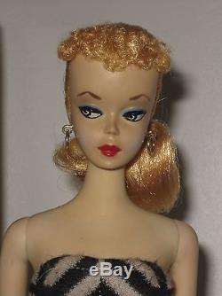 Amazing 1959 Mattel #1 Barbie Blonde Ponytail with TM Box Stand & More BS55