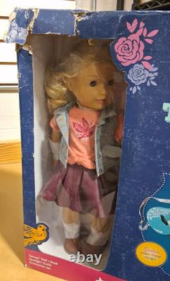 American Girl CC TENNEY 18 DOLL & ACCESSORY SET Blonde Book Clothes Guitar NIB