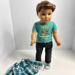 American Girl Doll Logan Everett With Clothes 2014 Shoes 18 Boy Brown Hair Blue