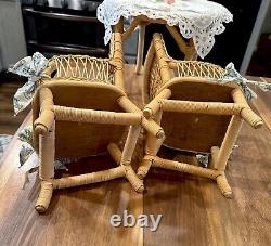 American Girl Doll Samantha Wicker Birthday Table & Chairs Set Pleasant Company