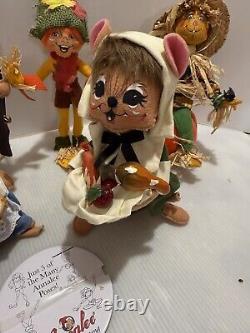 Annalee 12 Thanksgiving / Fall pilgrim turkey collectible doll Lot 6 Pc Vintage